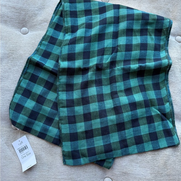 J Jill Blue Green Plaid Infinity Scarf 100% Cotton Fall Cozy New - NWT - Picture 3 of 5